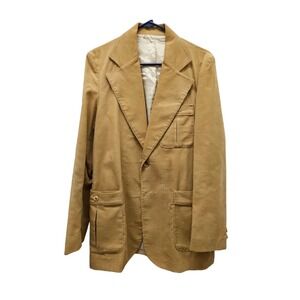 Corduroy Blazer Jacket S 90s Beige Womens Jacket Button 17"x30" Streetwear